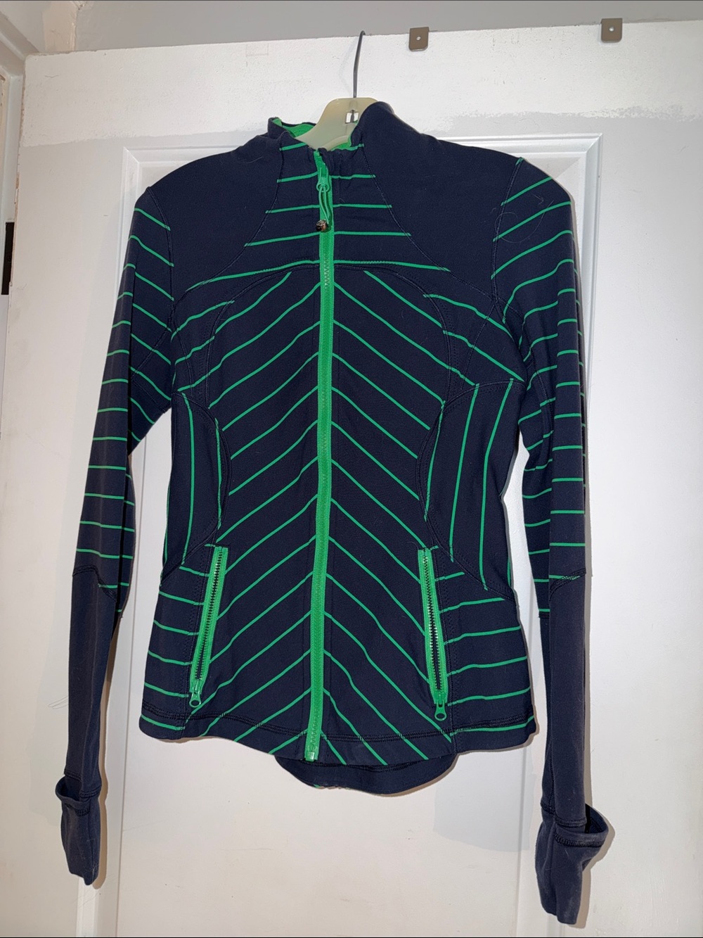 lululemon athletica Navy Zip-Up Jacket with Green Accents